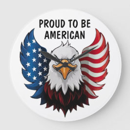 Reloj de pared con bandera de águila estadounidens