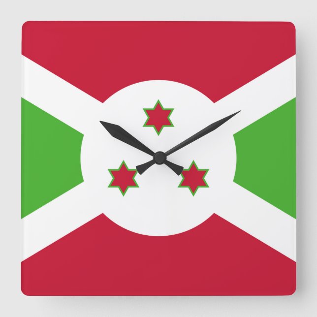 Reloj de pared con bandera de Burundi (Anverso)