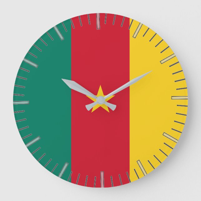 Reloj de pared con bandera de Camerún (Anverso)