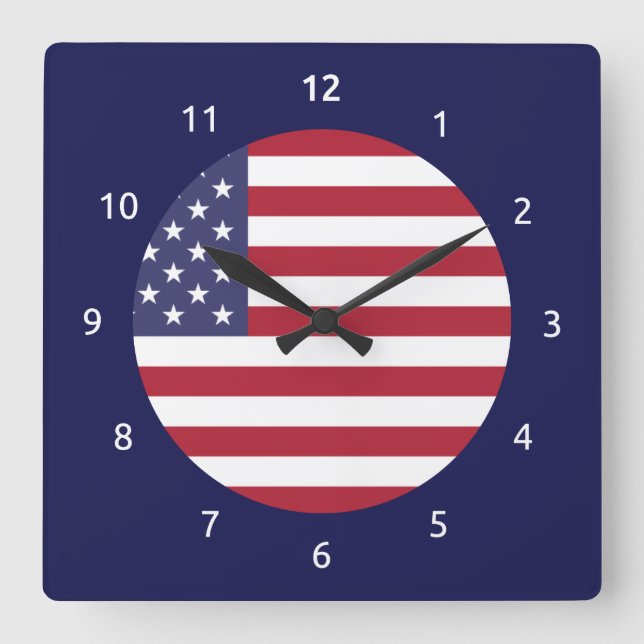 Reloj de pared con bandera de Estados Unidos (Anverso)