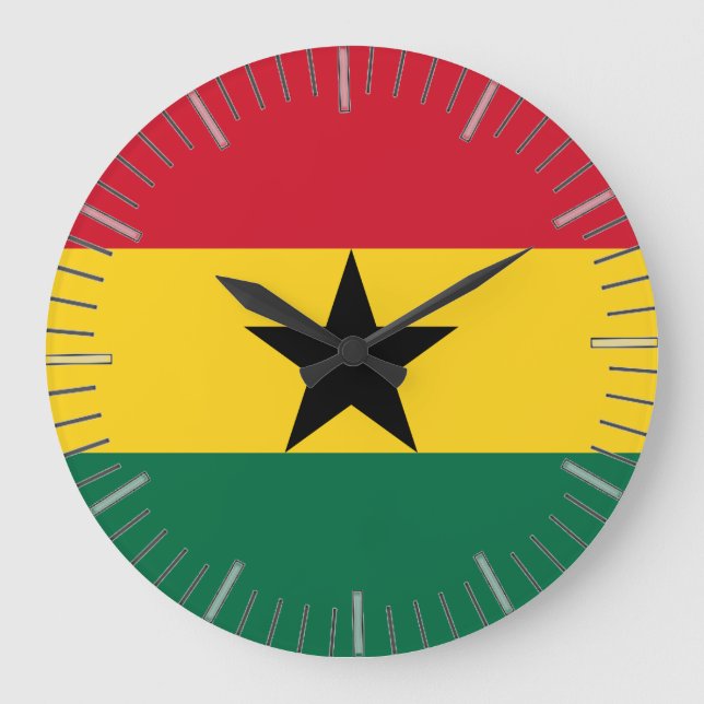 Reloj de pared con bandera de Ghana (Anverso)