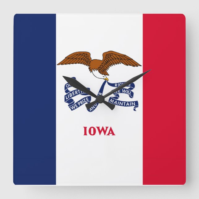 Reloj de pared con bandera de Iowa, Estados Unidos (Anverso)