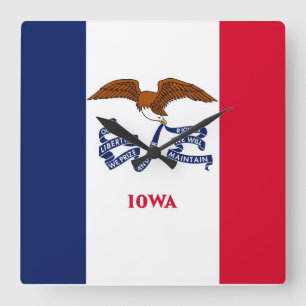 Reloj de pared con bandera de Iowa, Estados Unidos