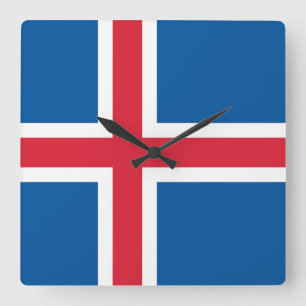 Reloj de pared con bandera de Islandia