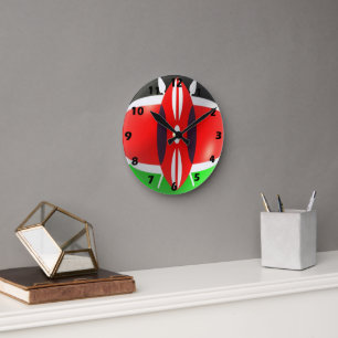Reloj de pared con bandera de Kenia