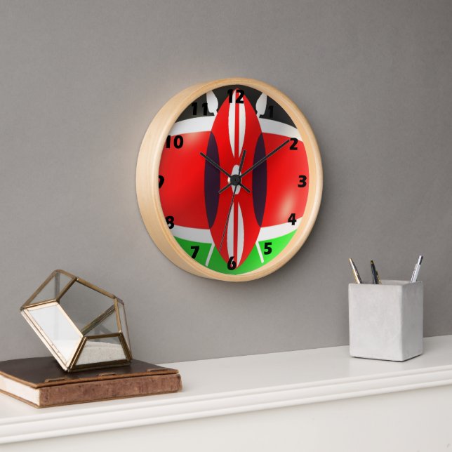 Reloj de pared con bandera de Kenia (Oficina)