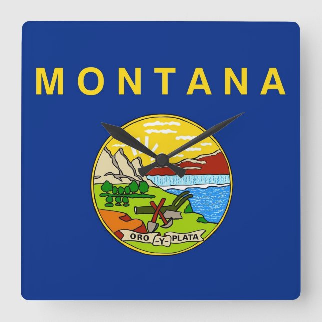 Reloj de pared con bandera de Montana, Estados Uni (Anverso)