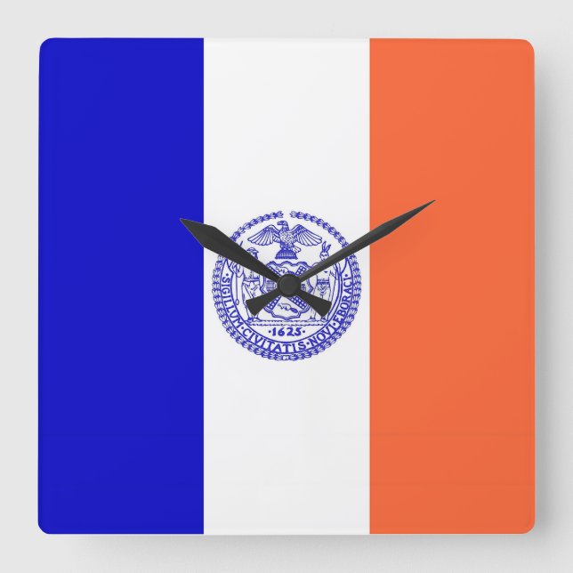 Reloj de pared con bandera de Nueva York, Estados  (Anverso)