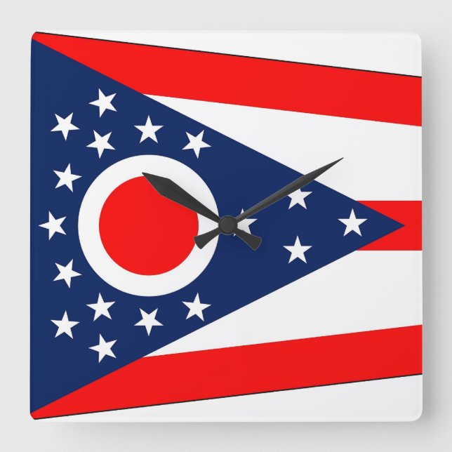 Reloj de pared con bandera de Ohio, Estados Unidos (Anverso)