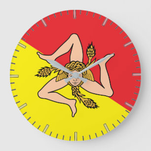 Reloj de pared con bandera de Sicilia, Italia