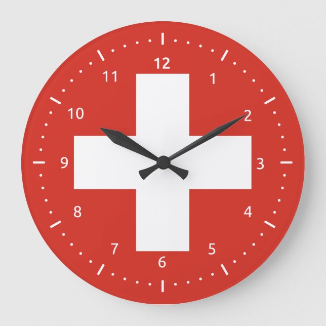 Reloj de pared con bandera de Suiza (Anverso)