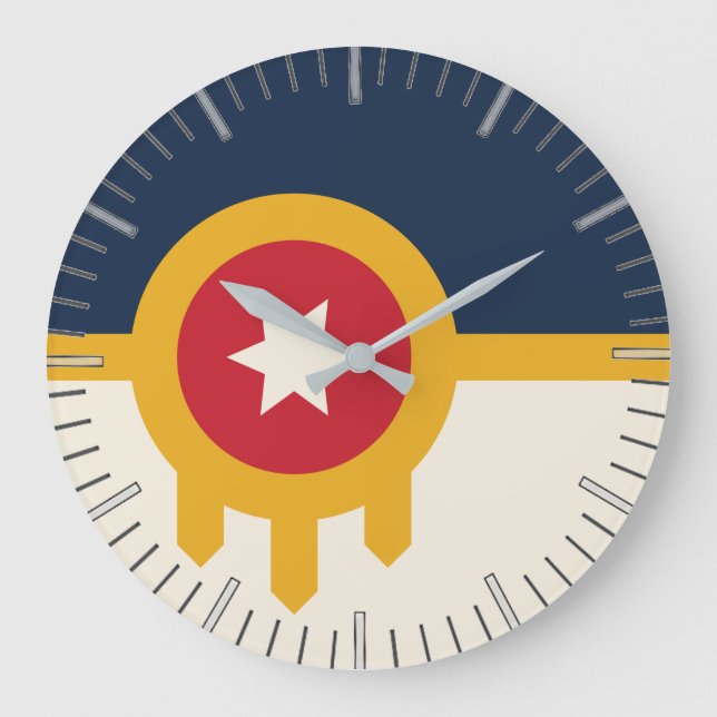 Reloj de pared con bandera de Tulsa, Oklahoma (Anverso)