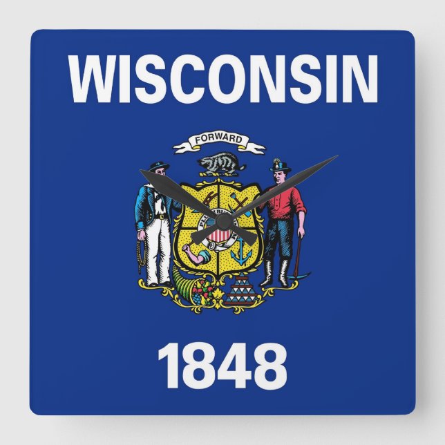 Reloj de pared con bandera de Wisconsin, Estados U (Anverso)