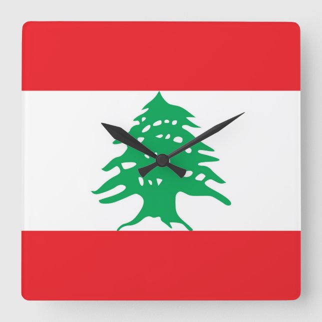 Reloj de pared con bandera del Líbano (Anverso)