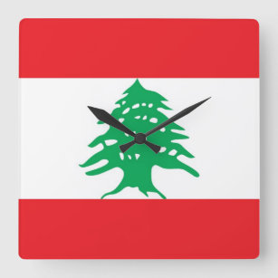Reloj de pared con bandera del Líbano