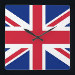 Reloj de pared con bandera del Reino Unido<br><div class="desc">Impresionante reloj de pared patriótico con bandera del Reino Unido. Este producto es su personalizable.</div>