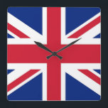 Reloj de pared con bandera del Reino Unido<br><div class="desc">Impresionante reloj de pared patriótico con bandera del Reino Unido. Este producto es su personalizable.</div>