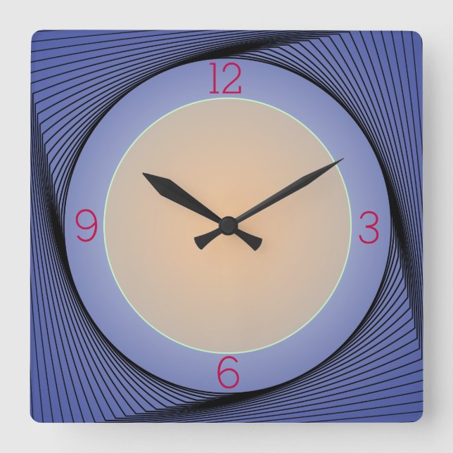 Reloj de Pared con Borde Azul Artístico y Centro A (Anverso)