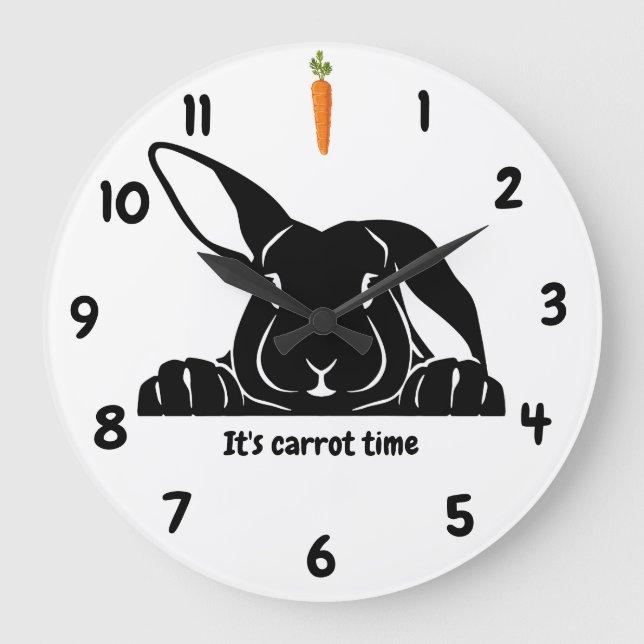 Reloj de pared con cabeza de conejo en blanco y ne (Anverso)