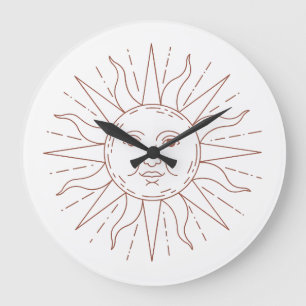 Reloj de pared con cara de sol celestial