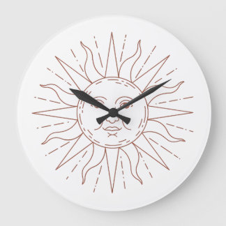 Reloj de pared con cara de sol celestial