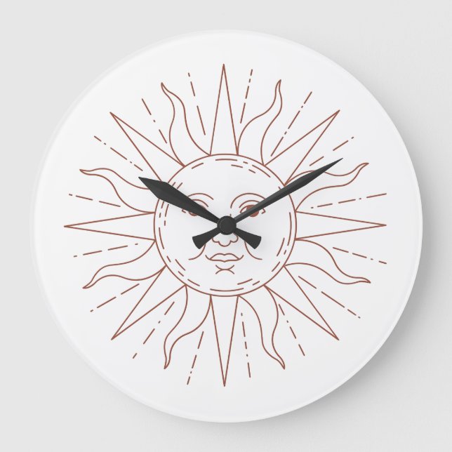 Reloj de pared con cara de sol celestial (Anverso)