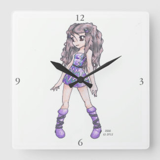 Reloj de pared con Chica con traje morado con bota