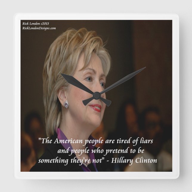 Reloj de pared con cita de Hillary Clinton enfadad (Anverso)