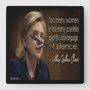 Reloj de pared con cita de Hillary Clinton y Mujer