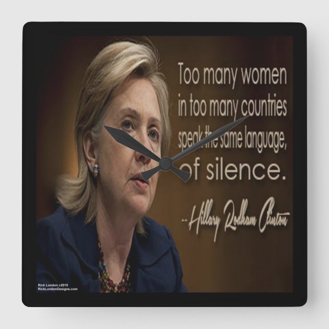 Reloj de pared con cita de Hillary Clinton y Mujer (Anverso)