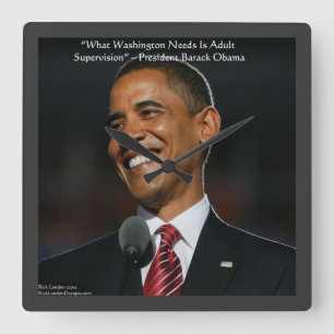 Reloj de pared con cita de humor de Barack Obama