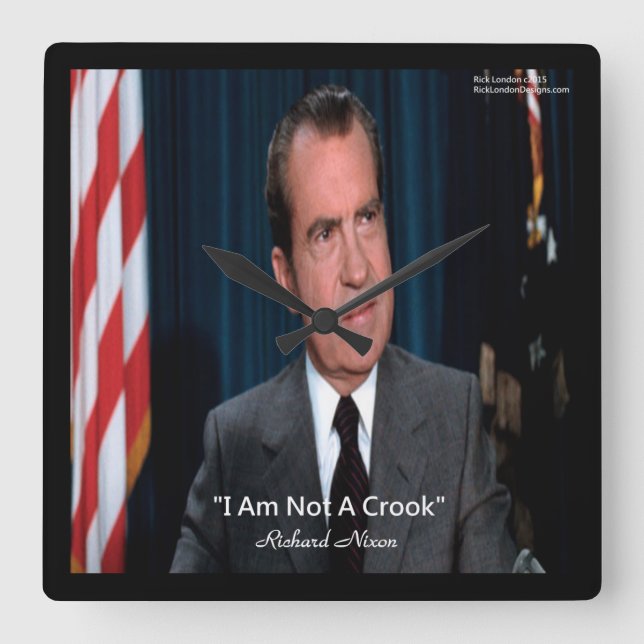 Reloj de pared con cita de Nixon & Not A Crook (Anverso)