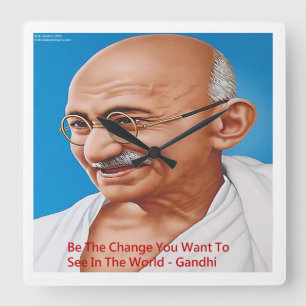 Reloj de pared con cita Gandhi & Be The Change