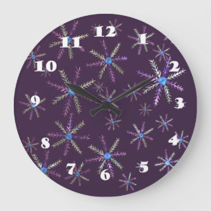 Reloj de pared con copos de nieve
