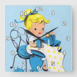 Reloj de pared con decoración de costura