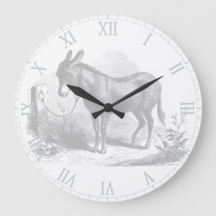 Reloj de pared con dibujo de burro