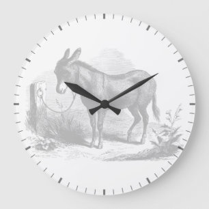 Reloj de pared con dibujo de burro