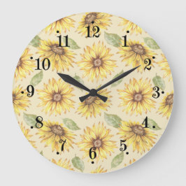 Reloj de pared con diseño de girasoles en pradera 