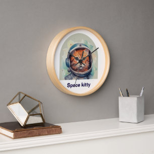 Reloj de pared con diseño de kitty espacial