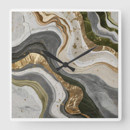 Reloj de pared con diseño de mármol verde de ensue