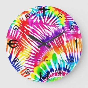 Reloj de pared con diseño de paz y explosión de co