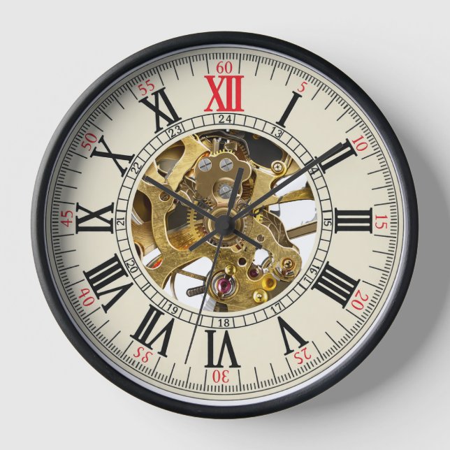 Reloj de pared con diseño de reloj de bolsillo vin (Anverso)