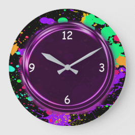 Reloj de pared con efecto neón y aspecto metálico
