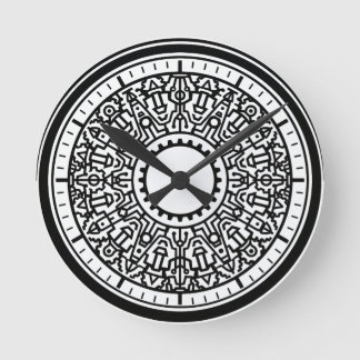 Reloj de pared con emblema geométrico industrial