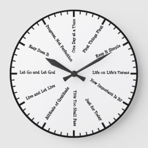 Reloj de pared con eslóganes de sobriedad limpios