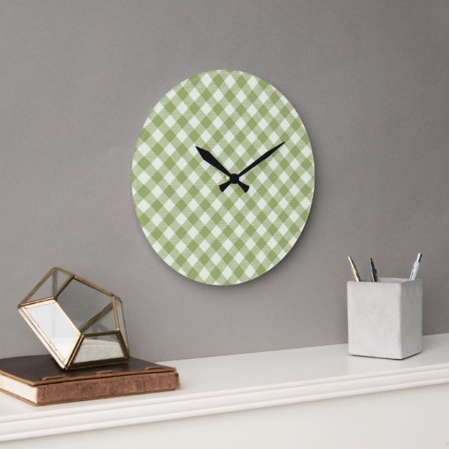 Reloj de pared con estampado de cuadros verdes (Subido por el creador)