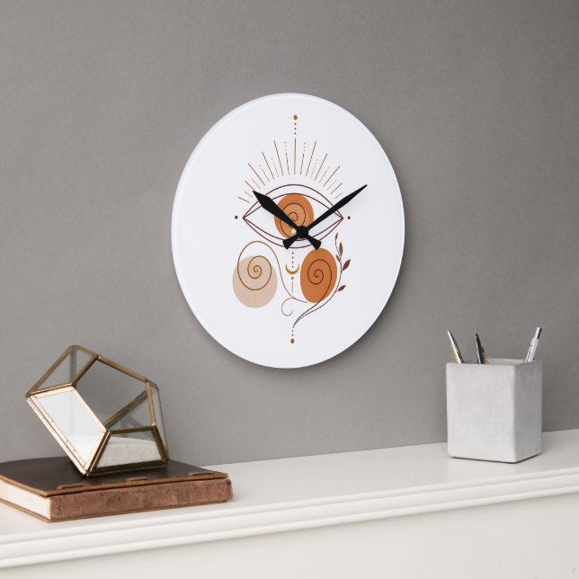 Reloj de pared con estética boho de tonos terrosos (Oficina)