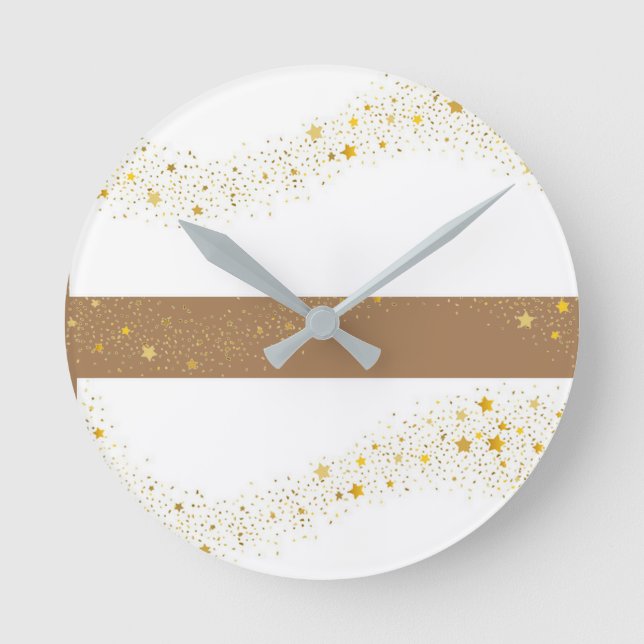 Reloj de pared con estrella blanca y beige. (Anverso)