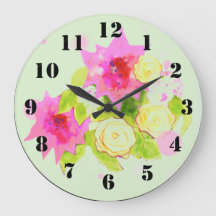Reloj de pared con flores acuáticas