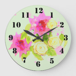 Reloj de pared con flores acuáticas